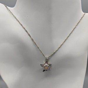 18K White GP Starfish Cage Cultured Pearl Necklace